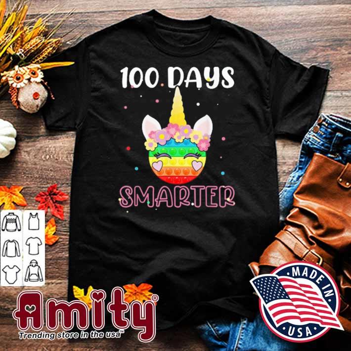 100 Days Smarter Unicorn Fidget Pop It Teacher Shirt