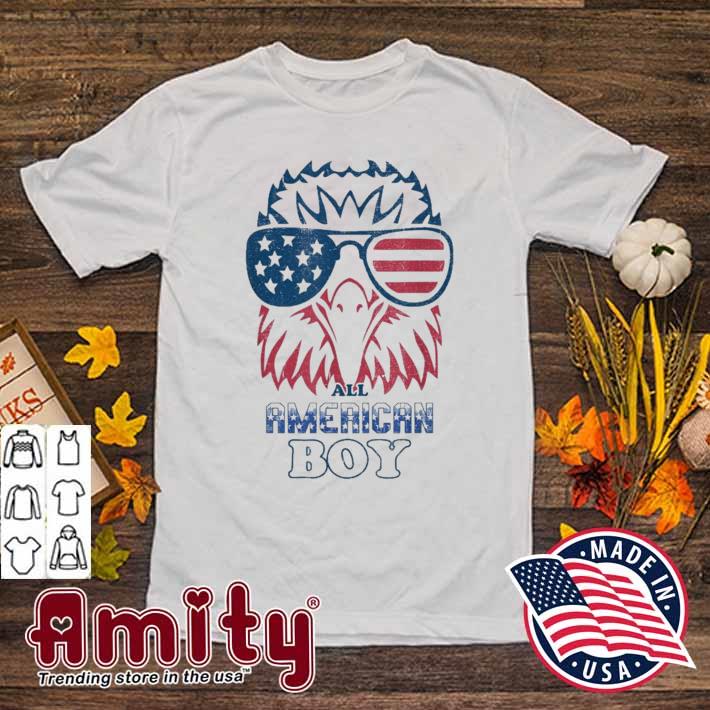 All American Boy Retro Eagle Flag Vintage 4th July Shirt