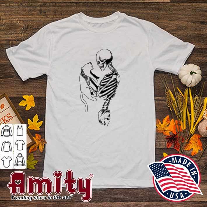 Skeleton And Cat Halloween Shirt