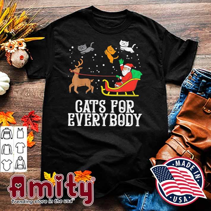 Cat for everybody Santa Claus sleigh t-shirt