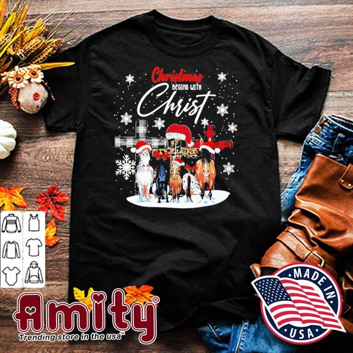 Christmas begins with christ horses t-shirt