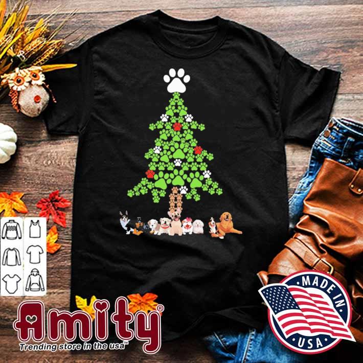 Dog paws Christmas tree t-shirt