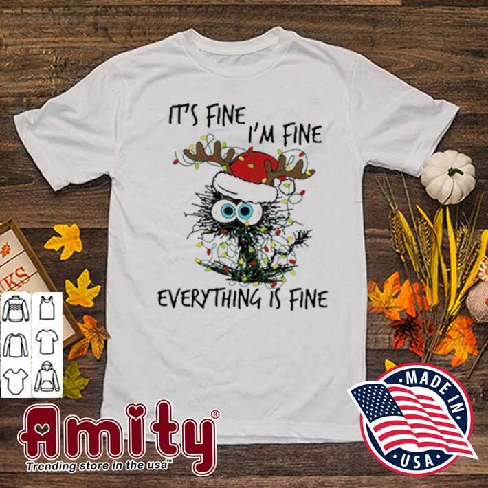 Santa Cat It's Fine I'm Fine Everything Is Fine Shirt