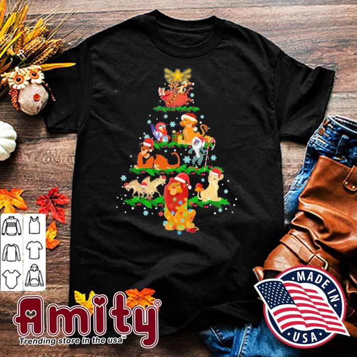 Disney lion king characters squad Christmas tree t-shirt