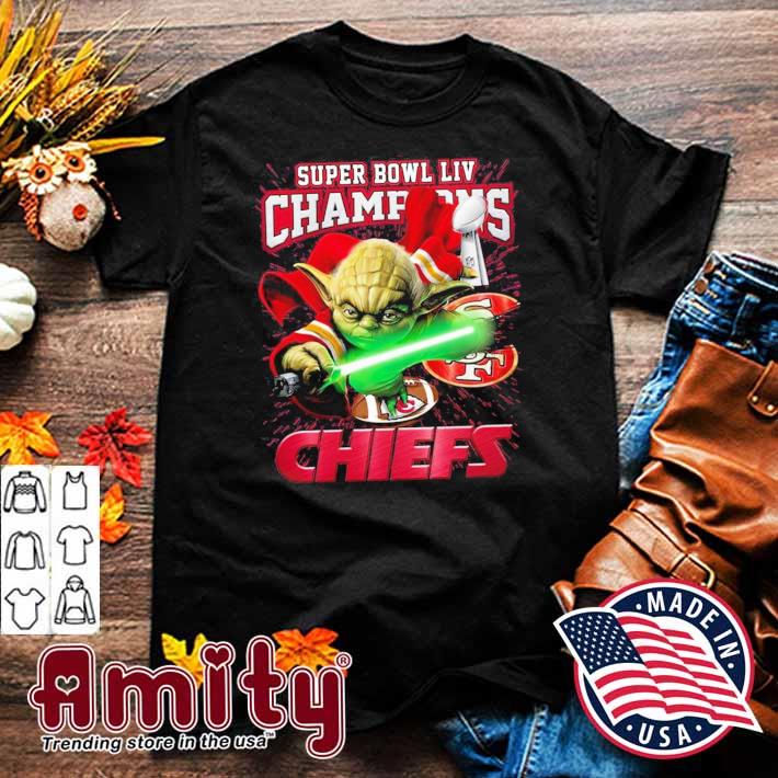 Yoda With Lightsaber Super Bowl Liv Champions San Francisco 49ers And  Kansas City Chiefs T-shirt