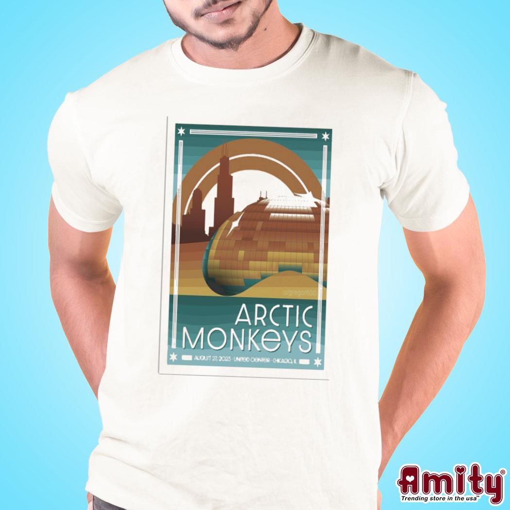 Awesome Arctic monkeys august 27 2023 united center Chicago art poster design t-shirt
