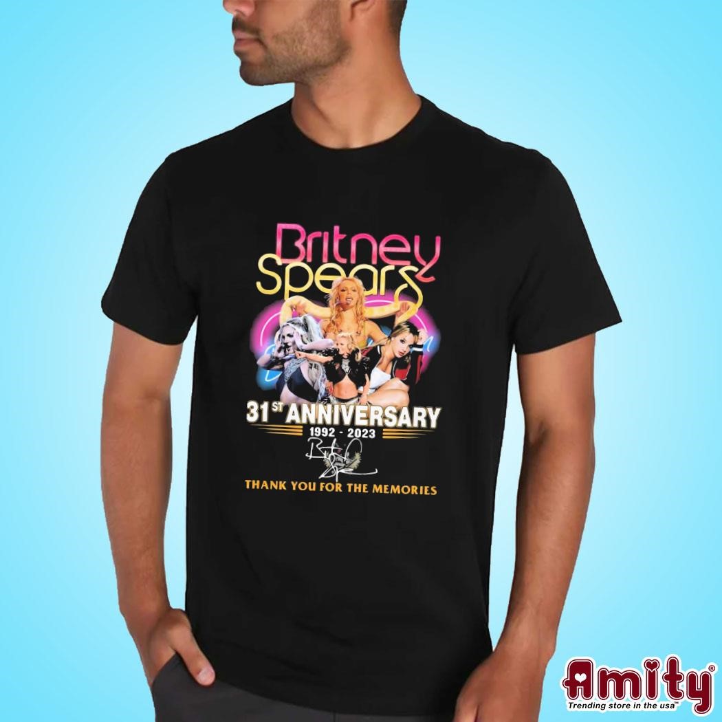 Awesome Britney Spears 31st Anniversary 1992 – 2023 Thank You For The Memories Signature photo design T-shirt