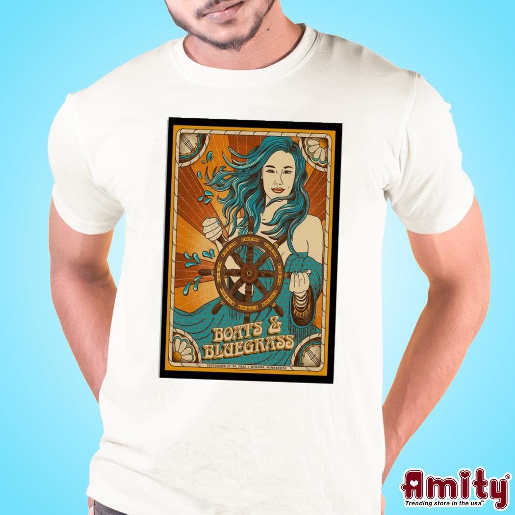 Awesome boats and bluegrass 09.21-24.2023 Winona MN art poster design t-shirt