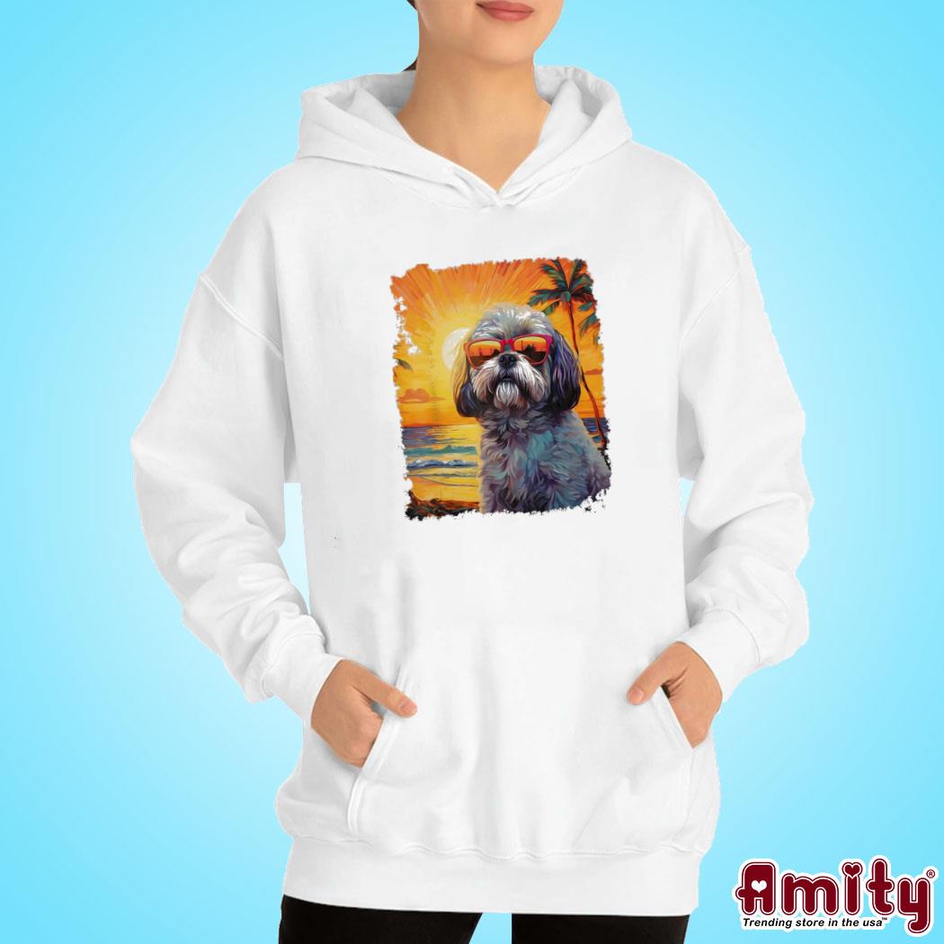 Awesome dog hawaiian shih tzu art design t-s hoodie