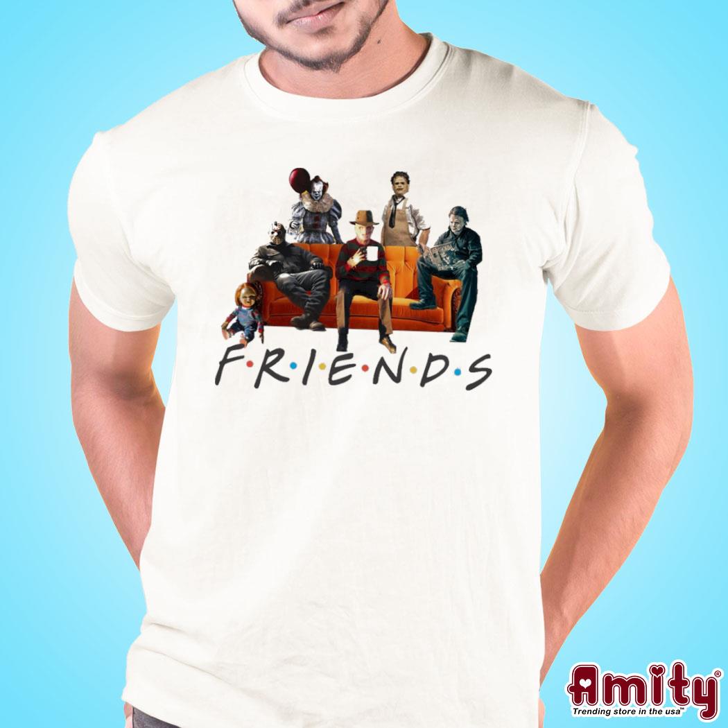 Awesome halloween friends crew gathering on a spooky orange couch pullover art design t-shirt