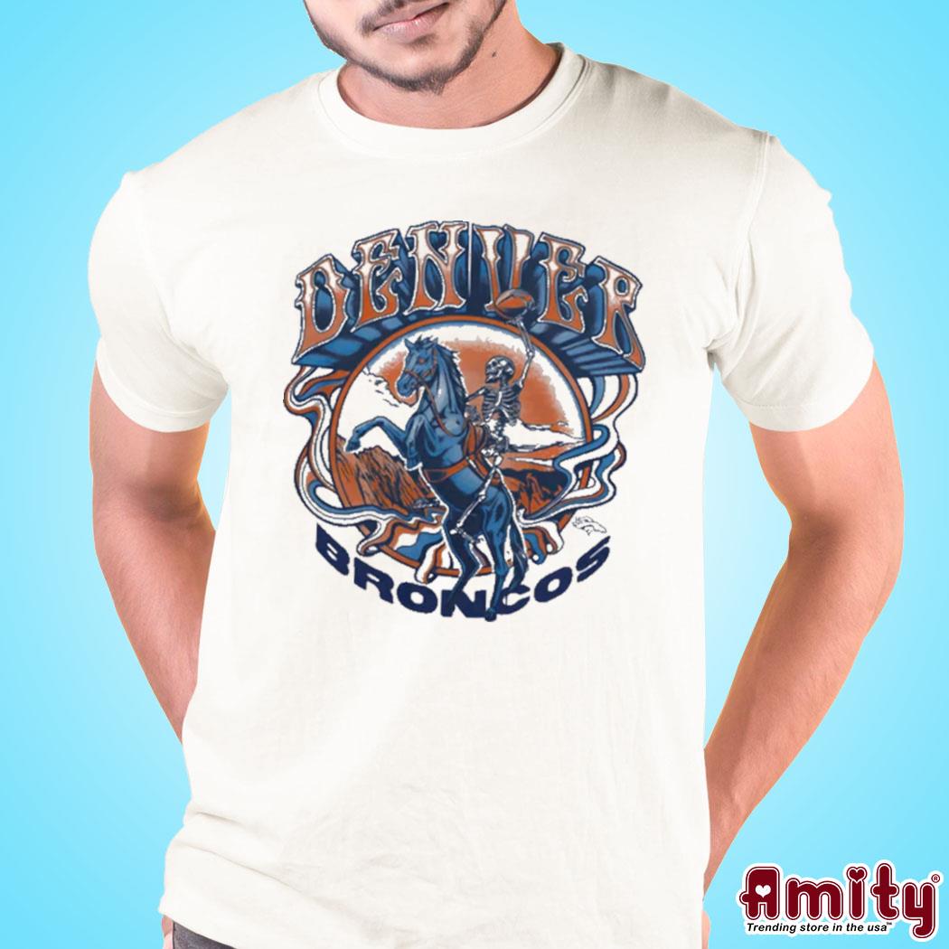 Denver Broncos Mountains T-Shirt from Homage. | Officially Licensed Vintage NFL Apparel from Homage Pro Shop.