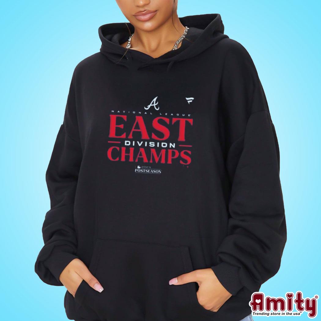 Official Atlanta braves fanatics branded navy 2023 nl east Division champions locker room logo design t-s hoodie