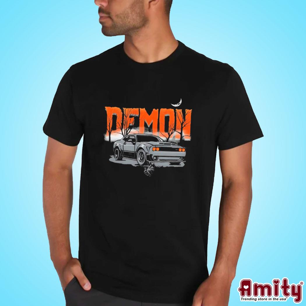 Official Dodge challenger srt demon halloween art design t-shirt