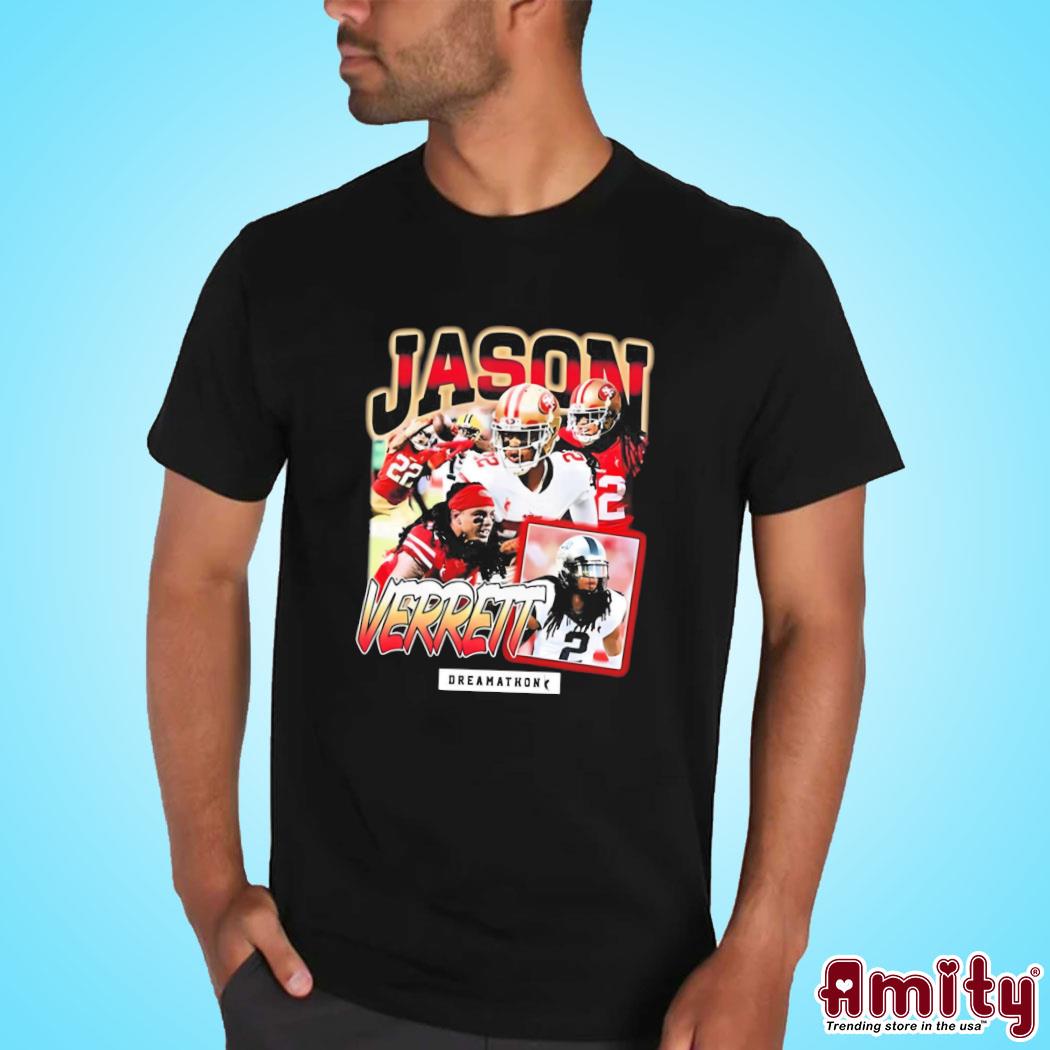 Official Drake Jackson rocking a Jason Verrett photo design t-shirt