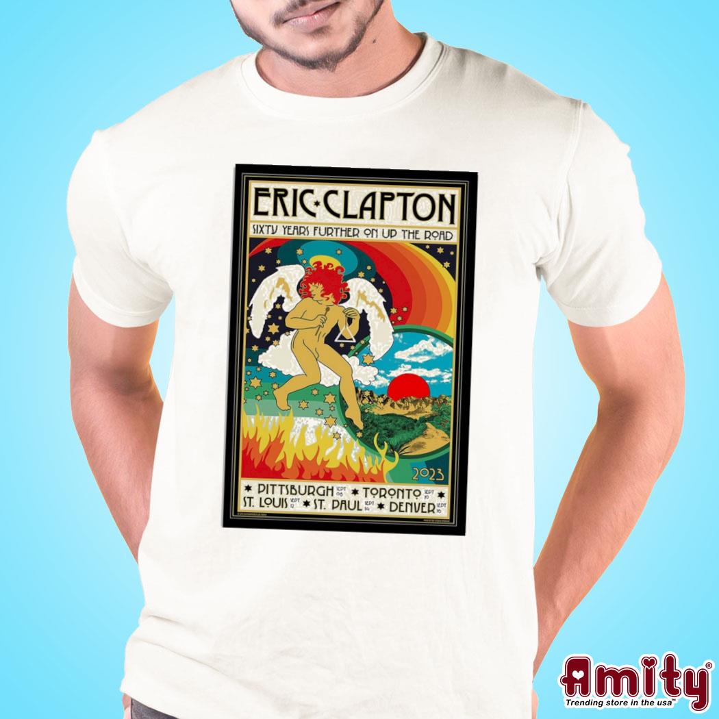 Official Eric Clapton sixty years further on up the road 2023 tour art poster design t-shirt