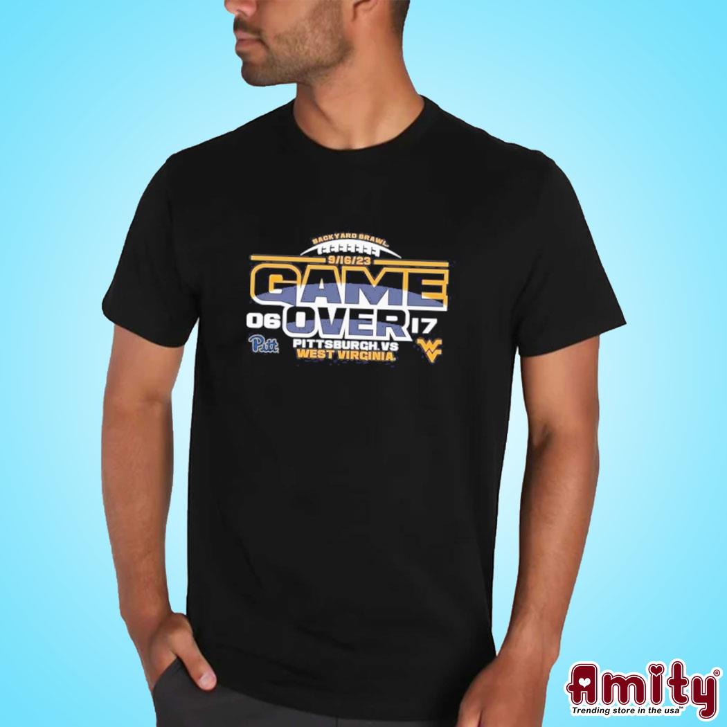 Official game Over Score 2023 Backyard Brawl West Virginia Mountaineers vs. Pitt Panthers Shirt