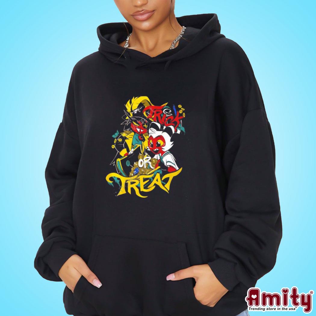 Official Hazbin hotel merch moxxie + millie trick or treat art design t-s hoodie