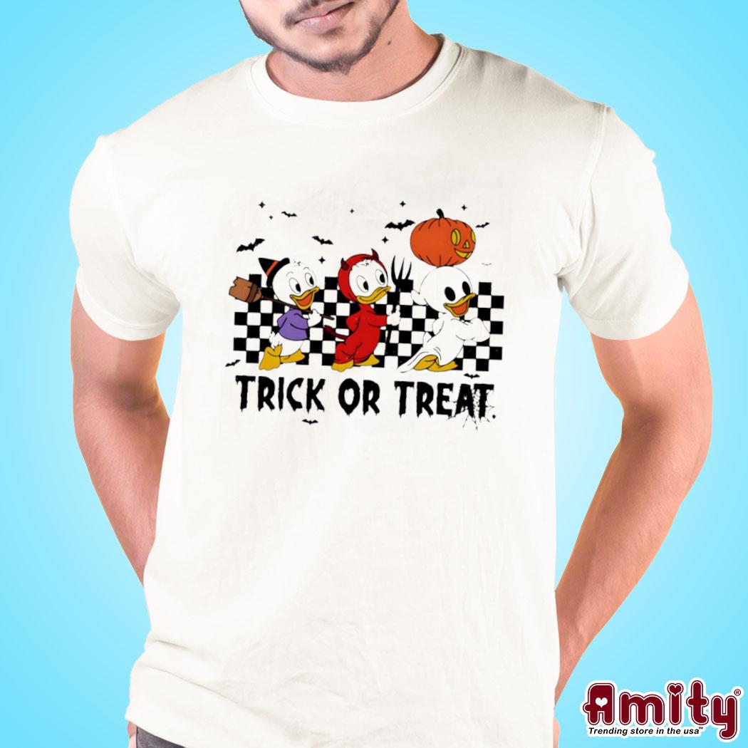 Official Huey dewey louie halloween trick or treat art design t-shirt