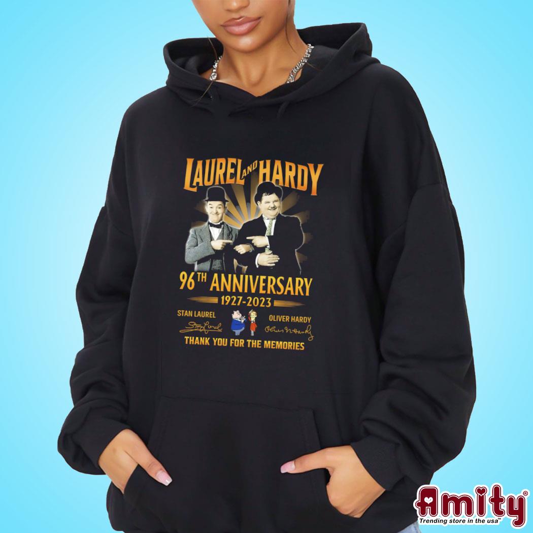 Official Laurel and Hardy 96th anniversary 1927 2023 Stan Laurel Oliver Hardy thank you for the memories signatures photo design t-s hoodie