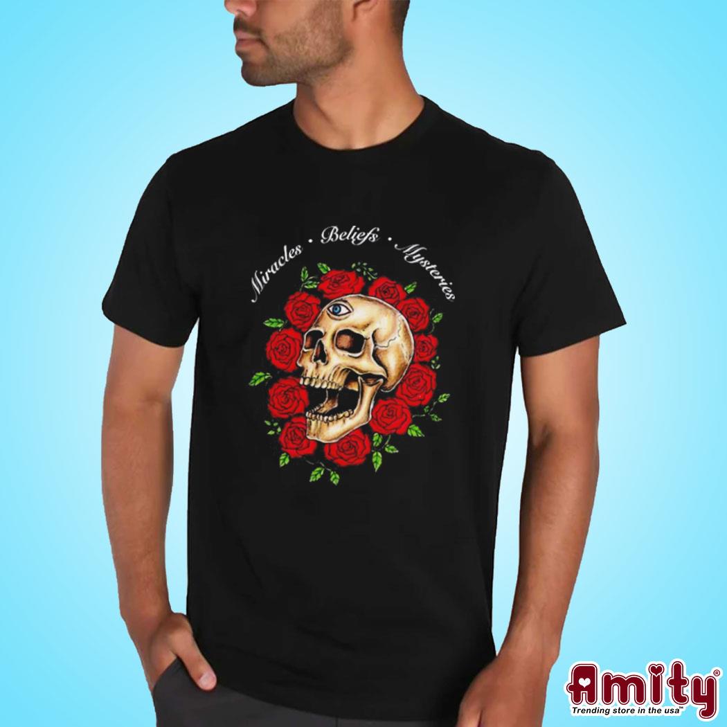 Official Marcos alvarado skull and roses art design t-shirt