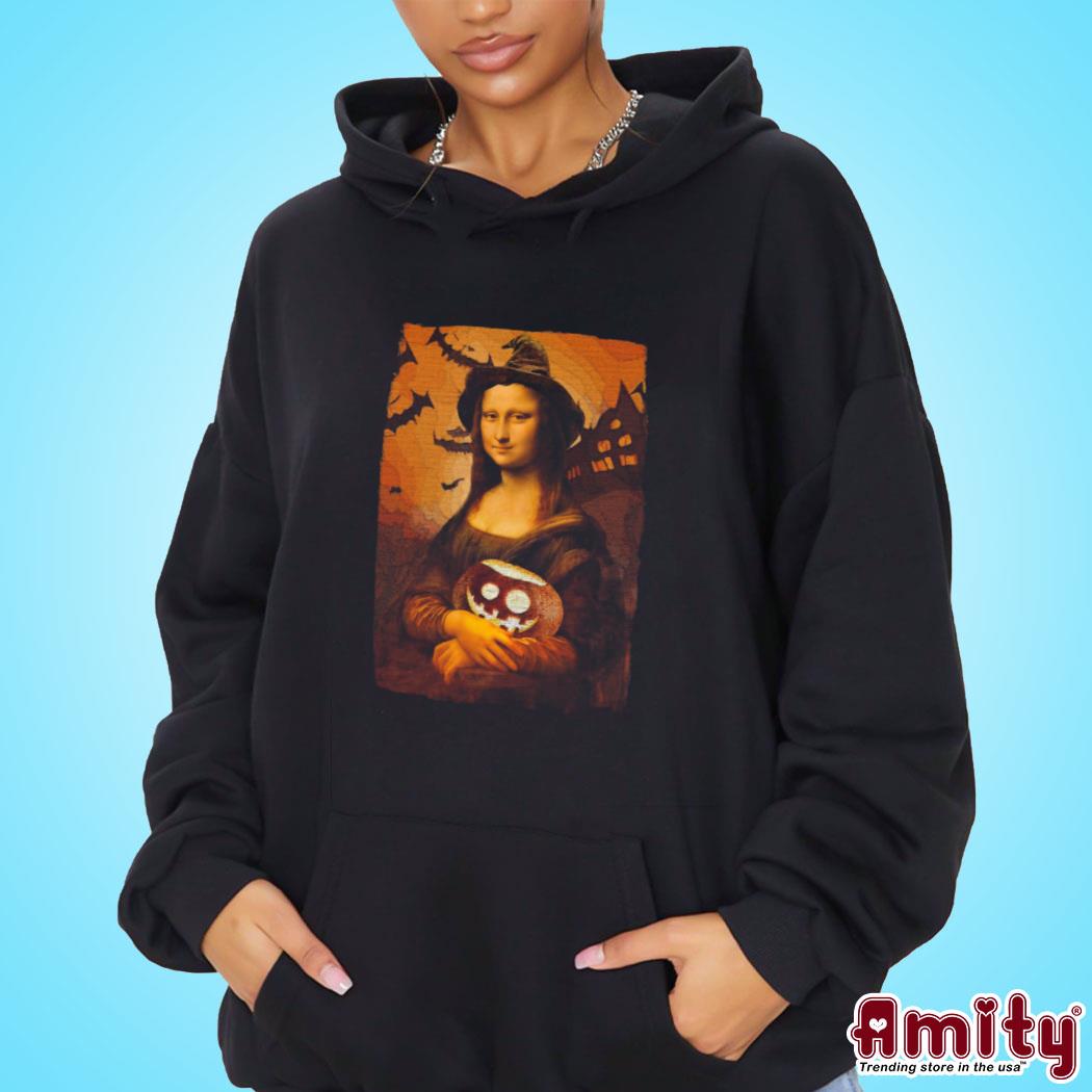 Official Mona Lisa halloween Mona Lisa with pumpkin art design t-s hoodie