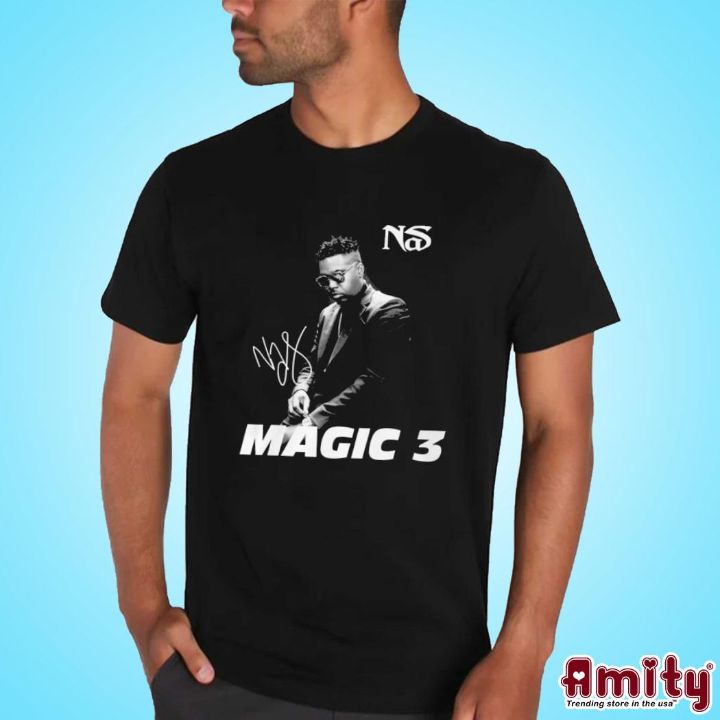 Official Nas magic 3 album signature photo design t-shirt