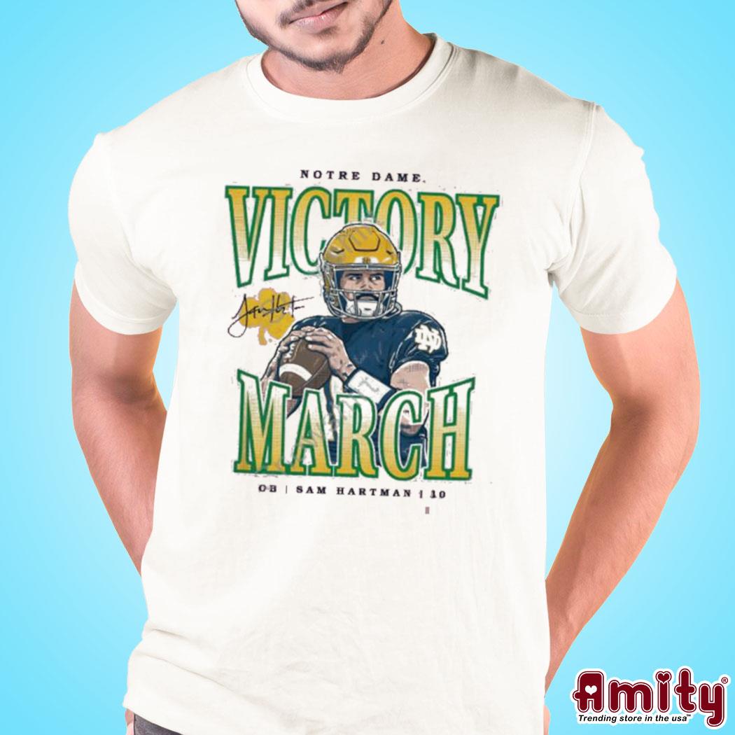 Official Notre dame Sam Hartman victory march signature art design t-shirt