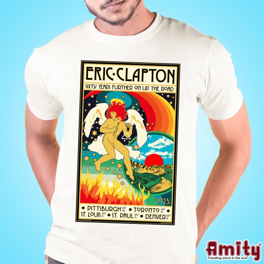 Official Official Eric Clapton sixty years further on up the road 2023 tour art poster t-shirt