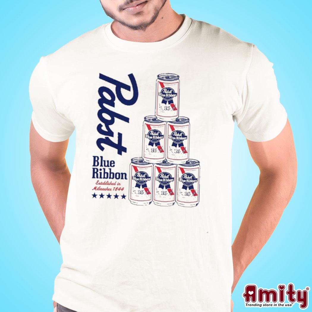 Official Pabst blue ribbon can pyramid art design t-shirt