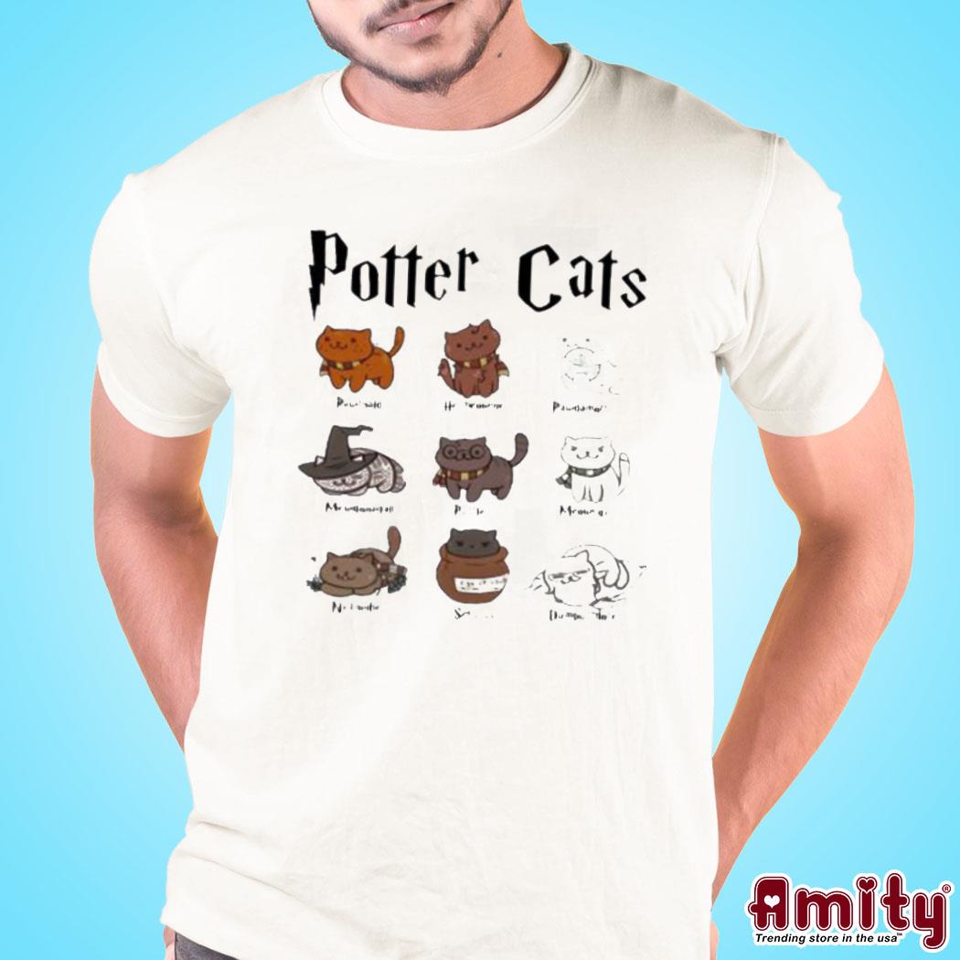 Official Potter cats cute cat cosplay Harry Potter art design t-shirt