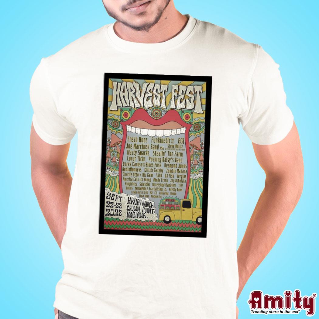 Original Harvest fest 2023 music and arts festival crown point art poster design t-shirt