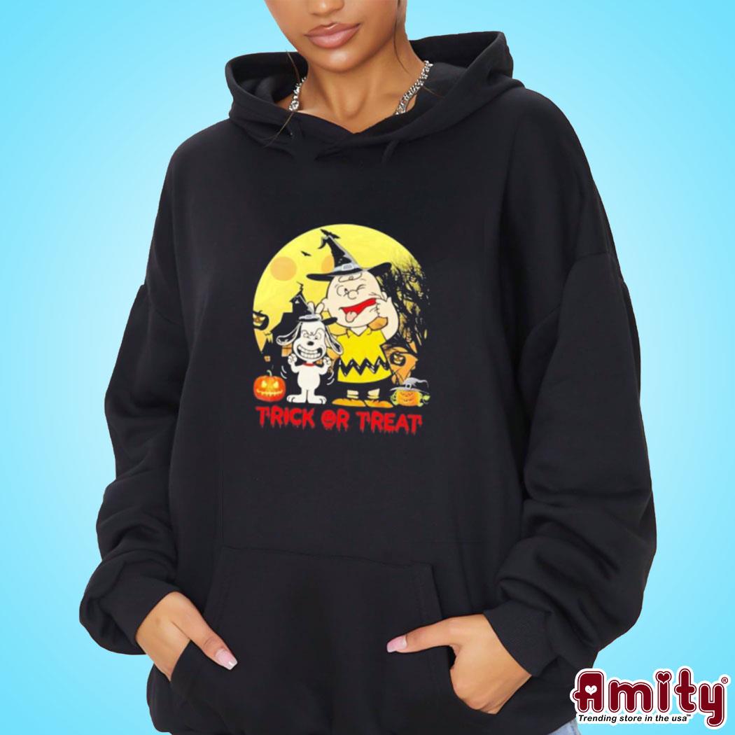 Original Snoopy and Charlie trick or treat happy halloween 2023 art design t-s hoodie