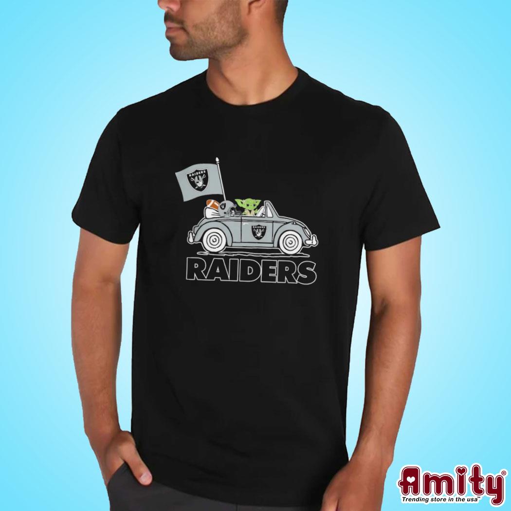 Baby Yoda Drive A Car Las Vegas Raiders Football Flag Logo Shirt