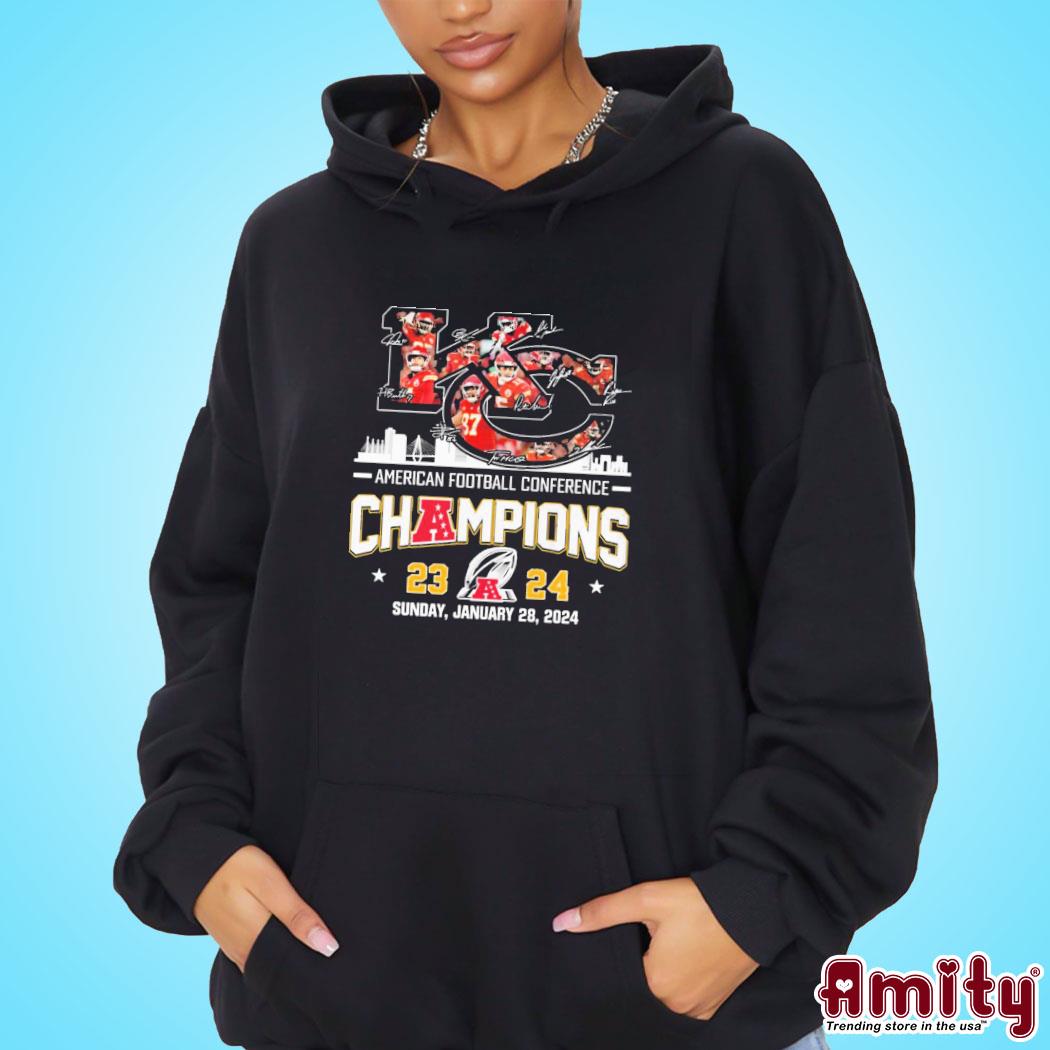 Kansas City Chiefs Logo Players Signatures American Football Conference Champions 2023-2024 Shirt hoodie