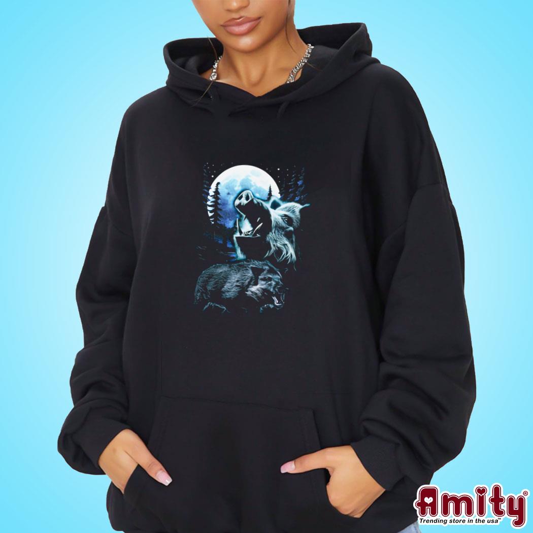 Wild Boar Howling At The Moon Shirt hoodie